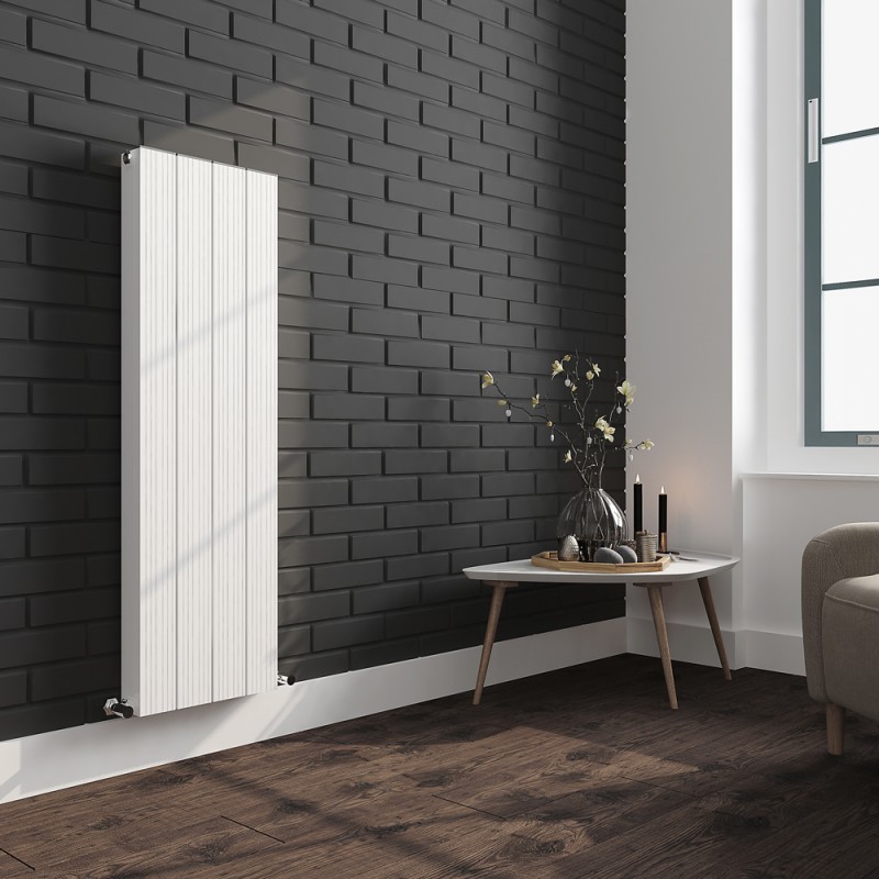 Mm X Mm Double Panel White Vertical Aluminium Designer Radiator