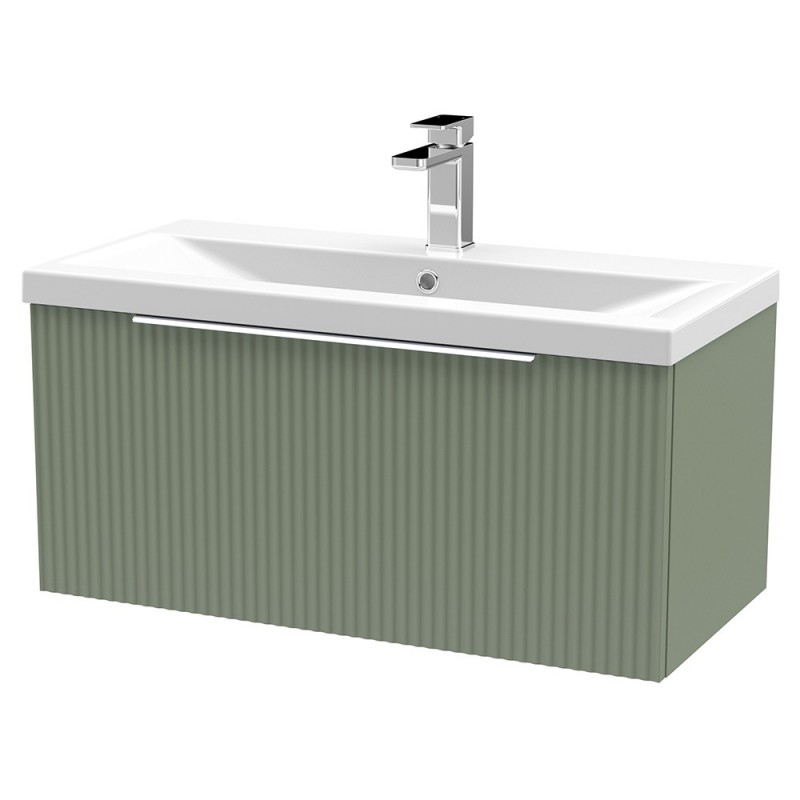 Fluted 800mm Wall Hung Single Drawer Vanity Units