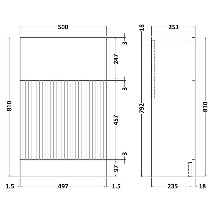 Fluted 500mm Back-To-Wall WC Units