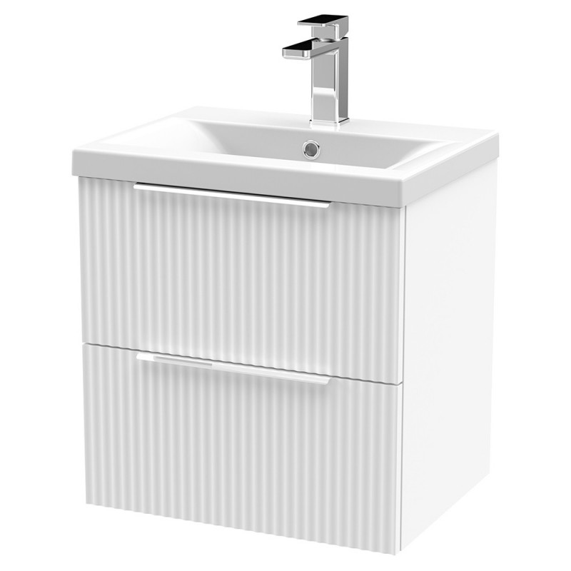 Fluted 500mm Wall Hung Double Drawer Vanity Units