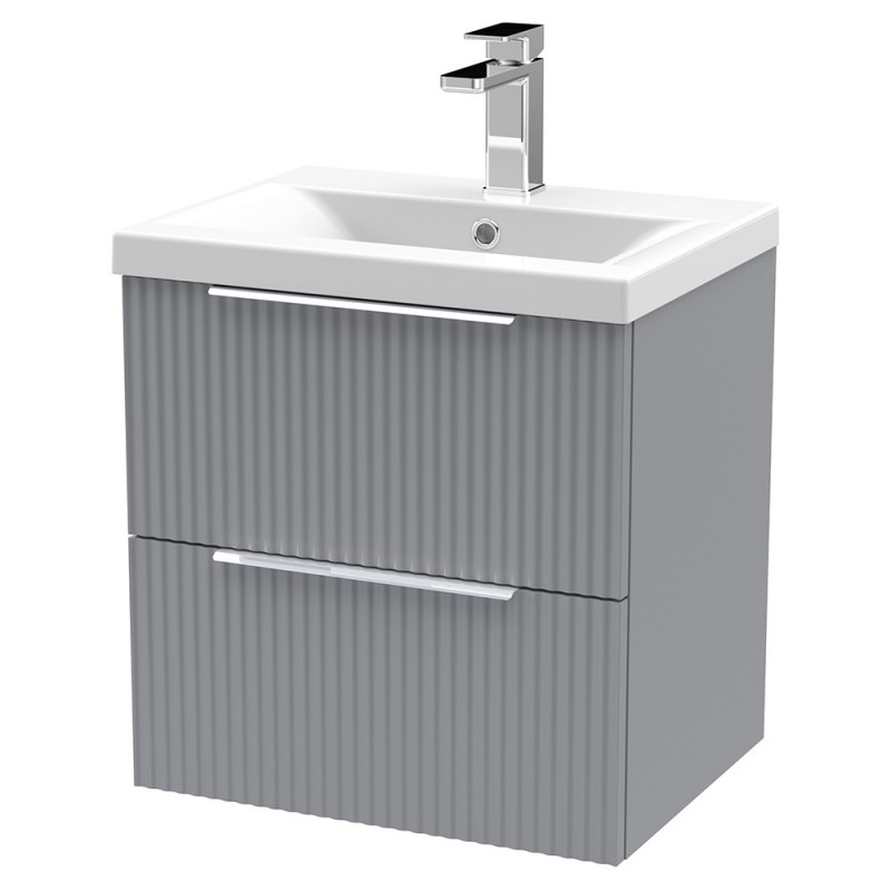 Fluted 500mm Wall Hung Double Drawer Vanity Units