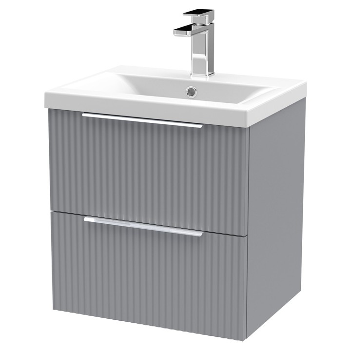 Fluted 500mm Wall Hung Double Drawer Vanity Units