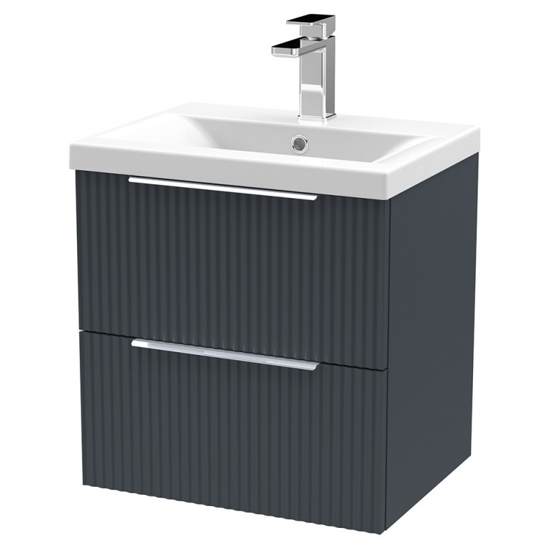 Fluted 500mm Wall Hung Double Drawer Vanity Units