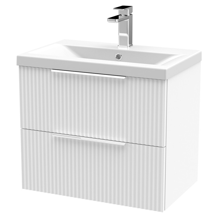 Fluted 600mm Wall Hung Double Drawer Vanity Units