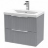 Fluted 600mm Wall Hung Double Drawer Vanity Units