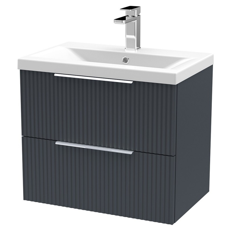 Fluted 600mm Wall Hung Double Drawer Vanity Units