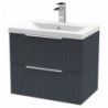 Fluted 600mm Wall Hung Double Drawer Vanity Units