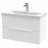 Fluted 800mm Wall Hung Double Drawer Vanity Units