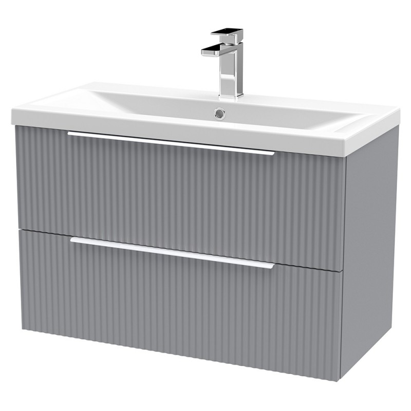 Fluted 800mm Wall Hung Double Drawer Vanity Units