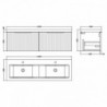 Fluted 1200mm Wall Hung Double Drawer Vanity Units