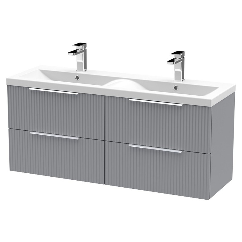 Fluted 1200mm Wall Hung Four Drawer Vanity Units