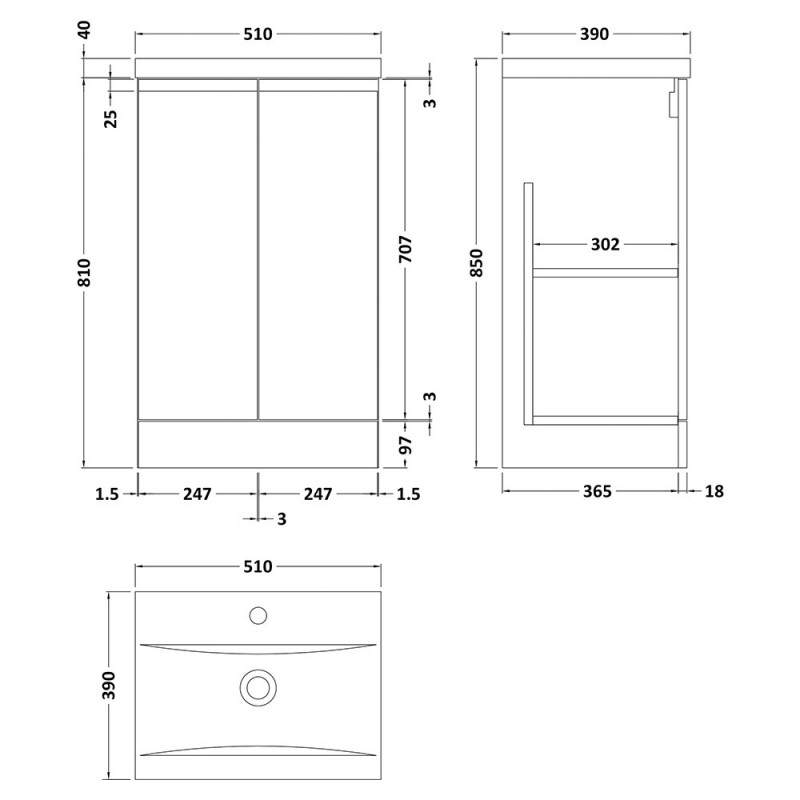 Urban 500mm Freestanding Cabinet Vanity Units