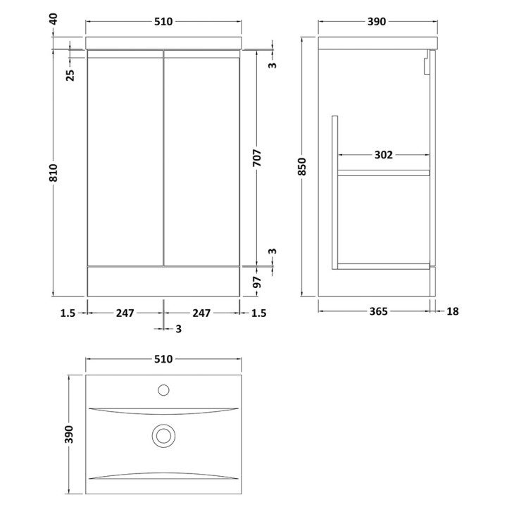 Urban 500mm Freestanding Cabinet Vanity Units