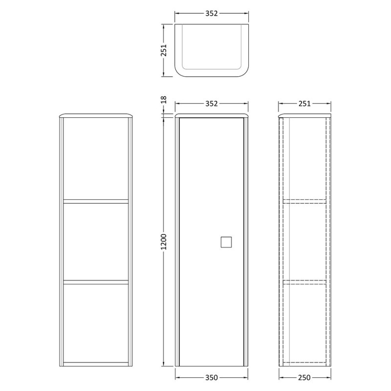 Sarenna 350mm x 1200mm Tall Cupboard Units