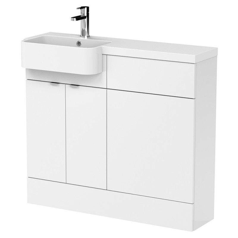 Fusion 1000mm Semi-recessed Freestanding Combination Toilet & Round Basin Vanity Units