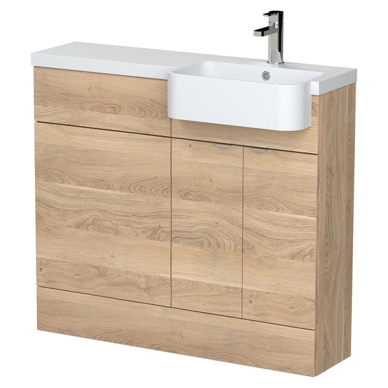 Fusion 1000mm Semi-recessed Freestanding Combination Toilet & Round Basin Vanity Units