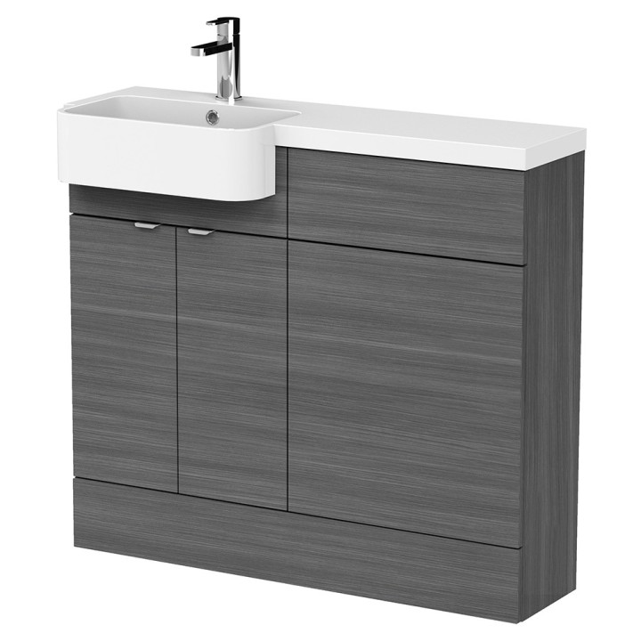 Fusion 1000mm Semi-recessed Freestanding Combination Toilet & Round Basin Vanity Units