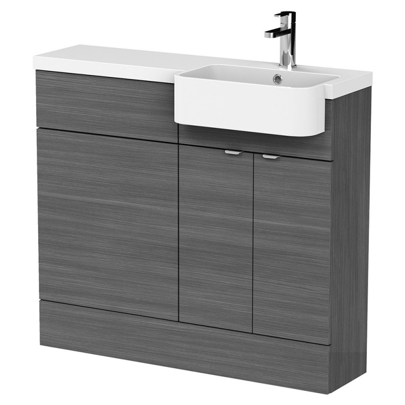 Fusion 1000mm Semi-recessed Freestanding Combination Toilet & Round Basin Vanity Units