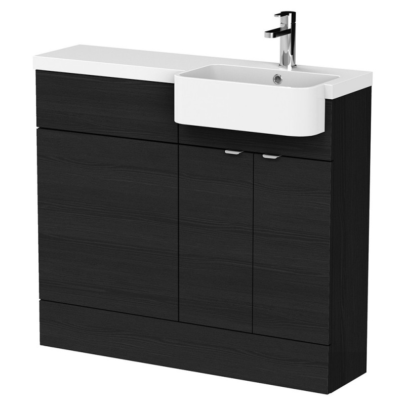 Fusion 1000mm Semi-recessed Freestanding Combination Toilet & Round Basin Vanity Units
