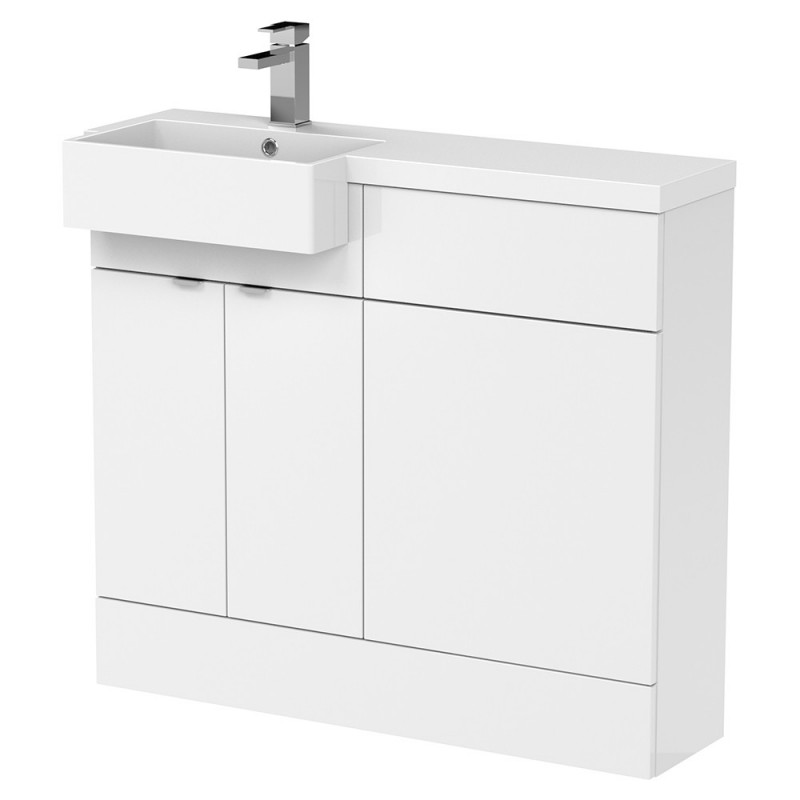 Fusion 1000mm Semi-recessed Freestanding Combination Toilet & Square Basin Vanity Units