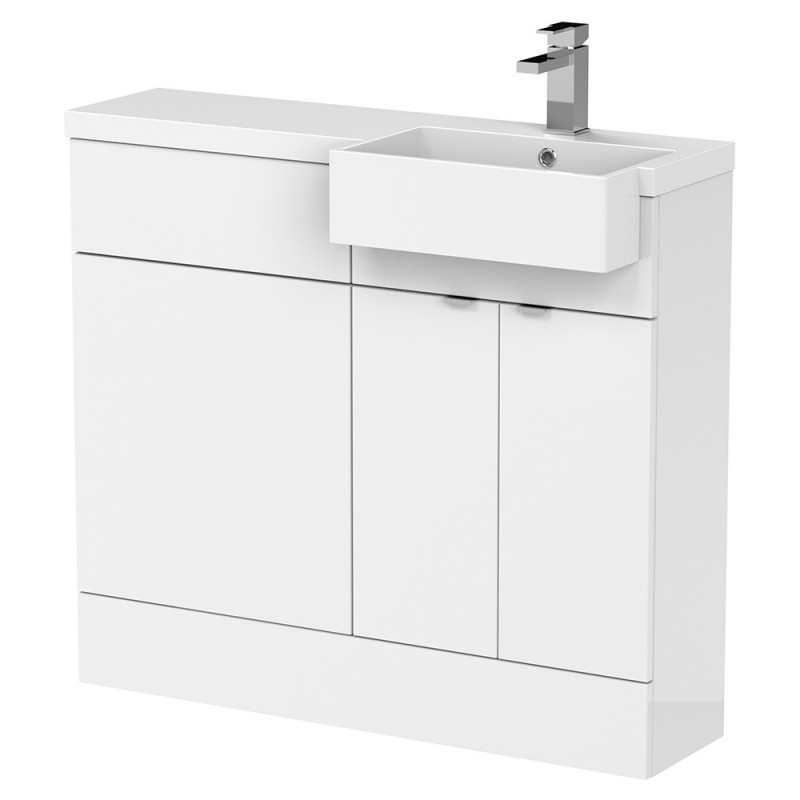 Fusion 1000mm Semi-recessed Freestanding Combination Toilet & Square Basin Vanity Units