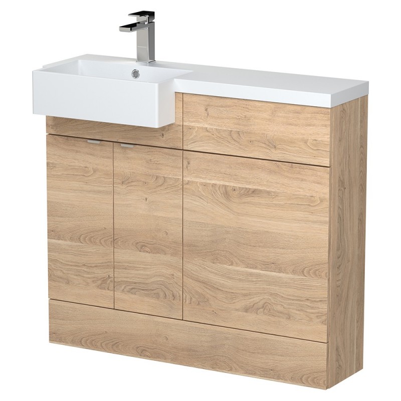 Fusion 1000mm Semi-recessed Freestanding Combination Toilet & Square Basin Vanity Units