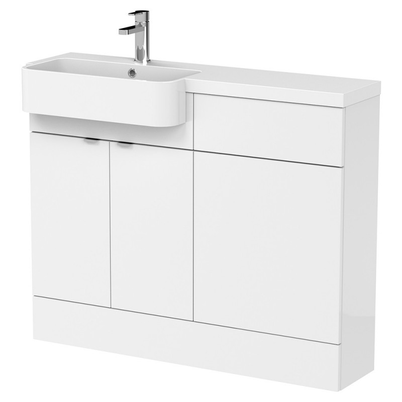 Fusion 1100mm Semi-recessed Freestanding Combination Toilet & Round Basin Vanity Units