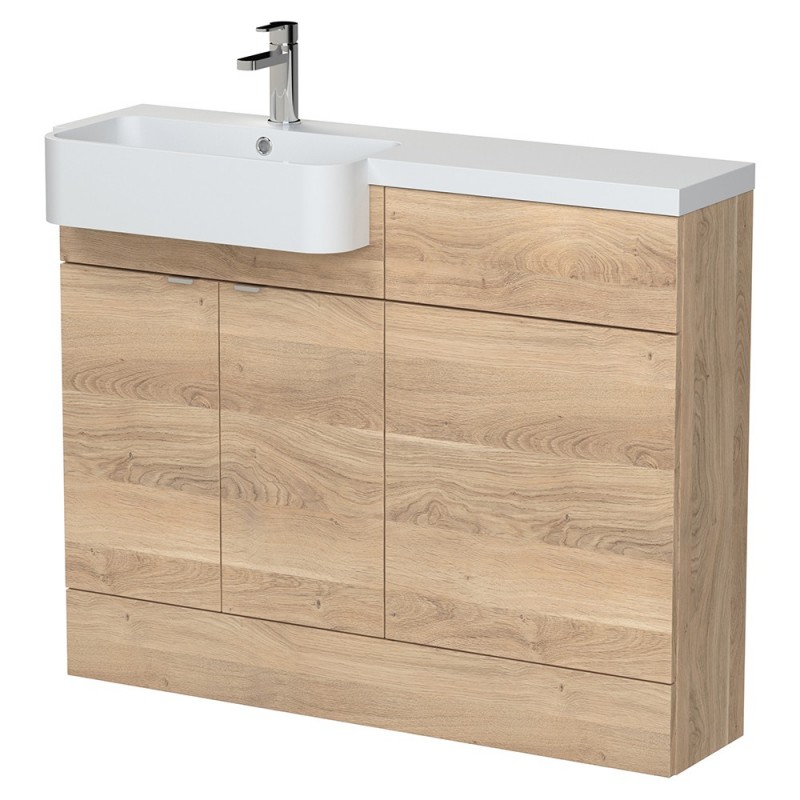 Fusion 1100mm Semi-recessed Freestanding Combination Toilet & Round Basin Vanity Units