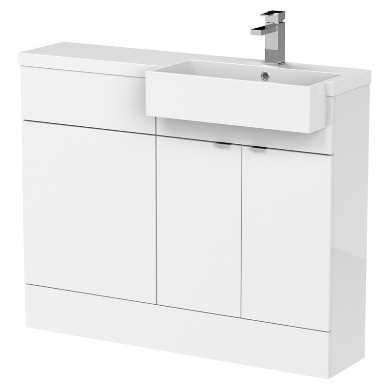 Fusion 1100mm Semi-recessed Freestanding Combination Toilet & Square Basin Vanity Units