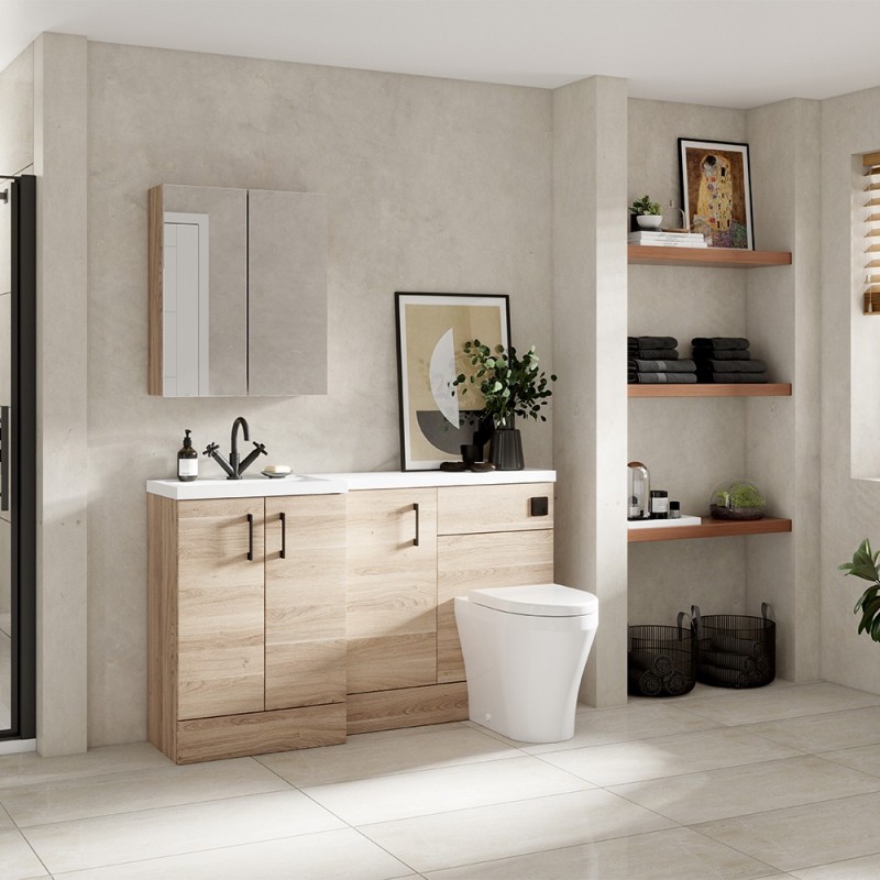 Fusion 1500mm Full Depth Freestanding Combination Vanity Toilet and Storage Units