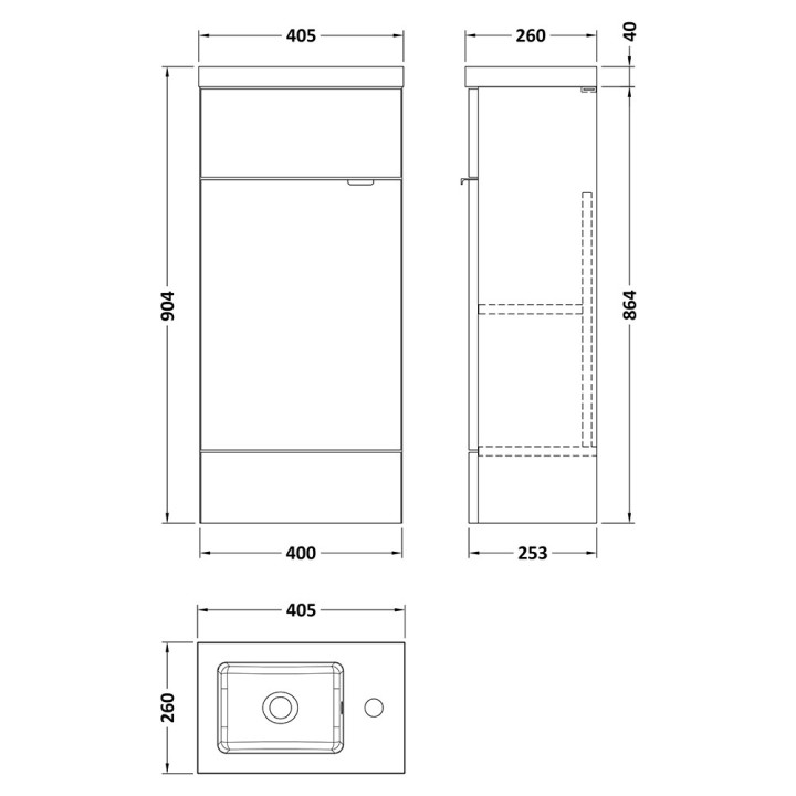Fusion 400mm Slimline Freestanding Vanity Units