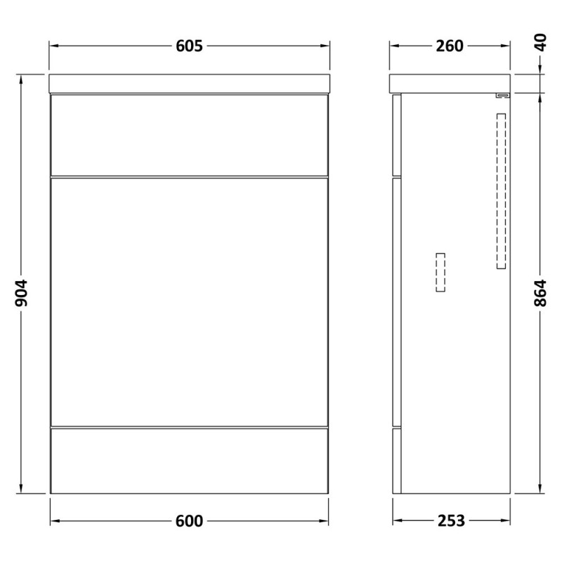 Fusion 600mm Slimline WC Units