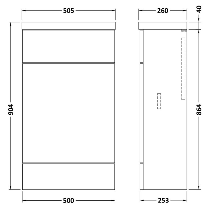 Fusion 500mm Slimline WC Units