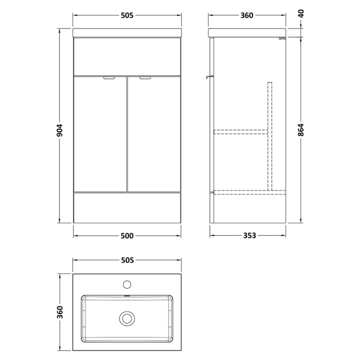 Fusion 500mm Full Depth Freestanding Vanity Units