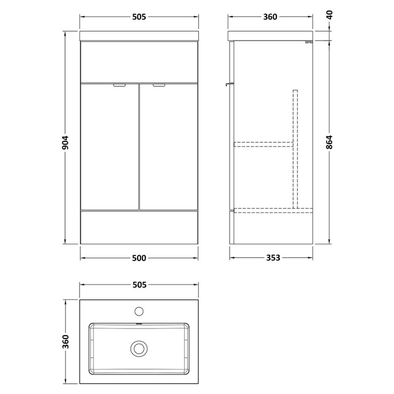 Fusion 500mm Full Depth Freestanding Vanity Units