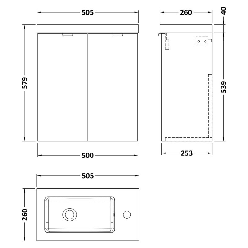 Fusion 500mm Slimline Wall Hung Vanity Units