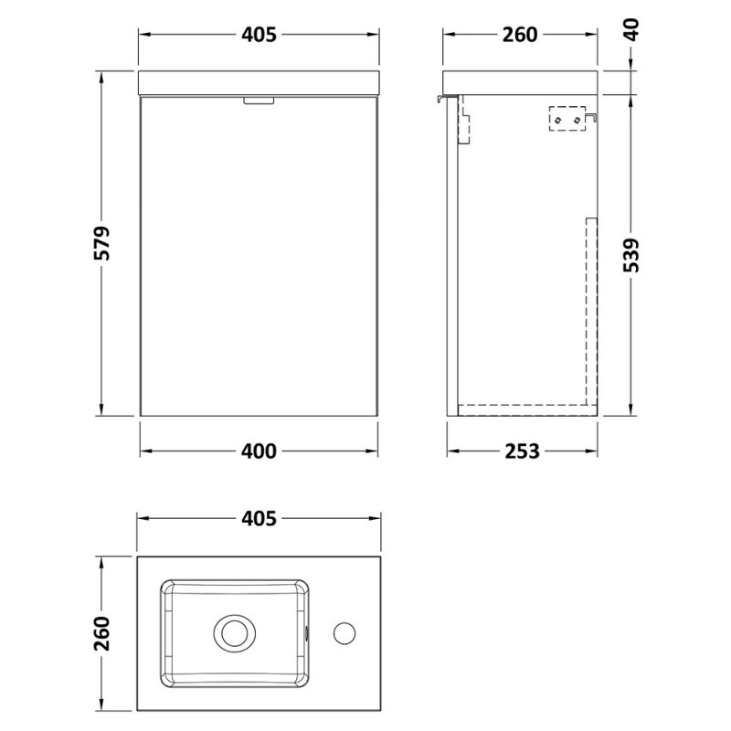 Fusion 400mm Slimline Wall Hung Vanity Units