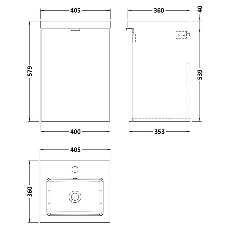 Fusion 400mm Full Depth Wall Hung Cabinet Vanity Units