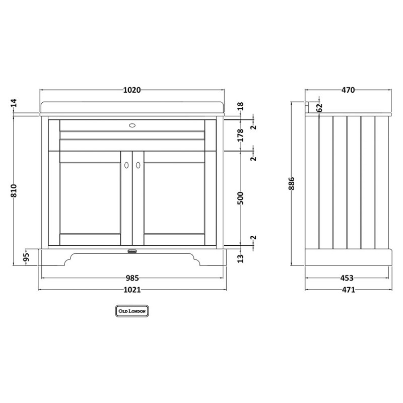 Old London 1000mm Traditional Marble Vanity Units