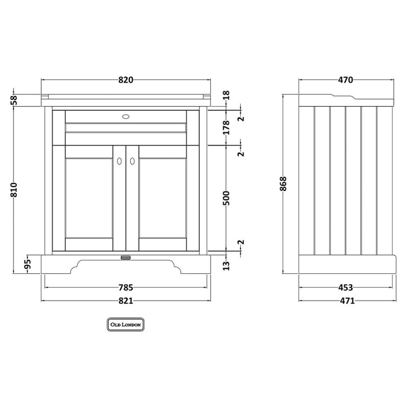 Old London 800mm Traditional Vanity Units