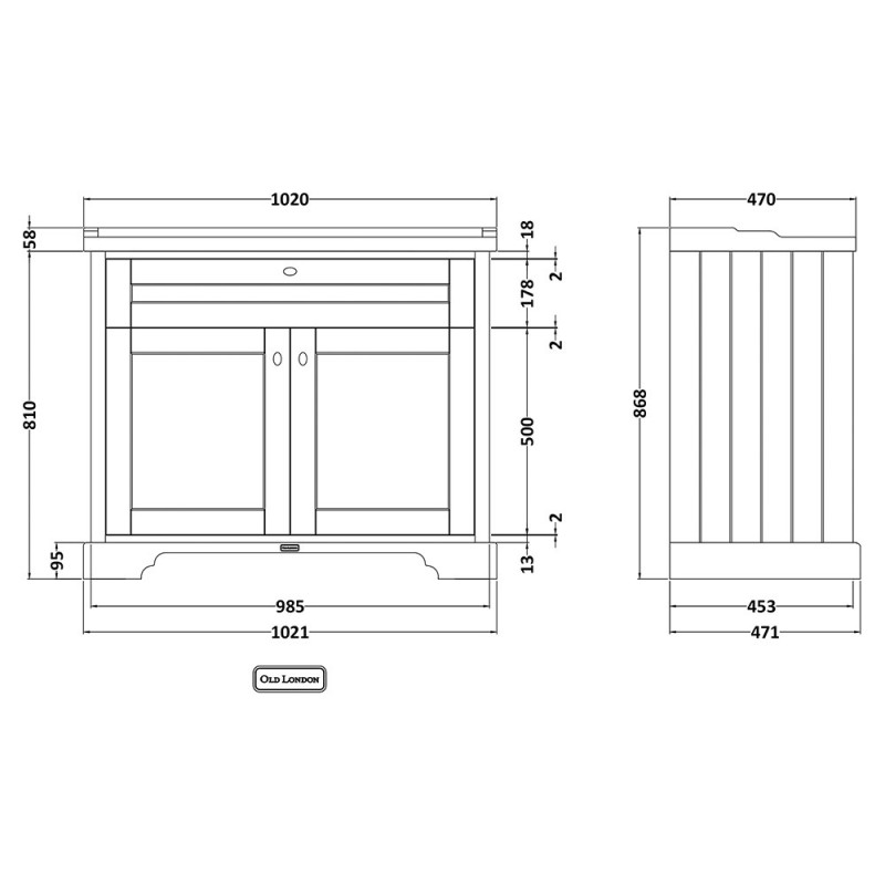 Old London 1000mm Traditional Vanity Units