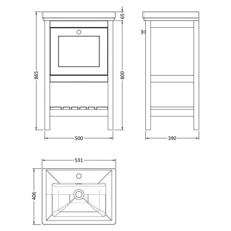 Bexley 500mm Freestanding Vanity Units