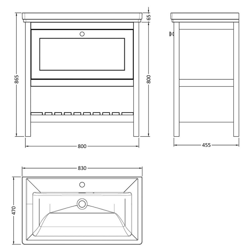 Bexley 800mm Freestanding Vanity Units