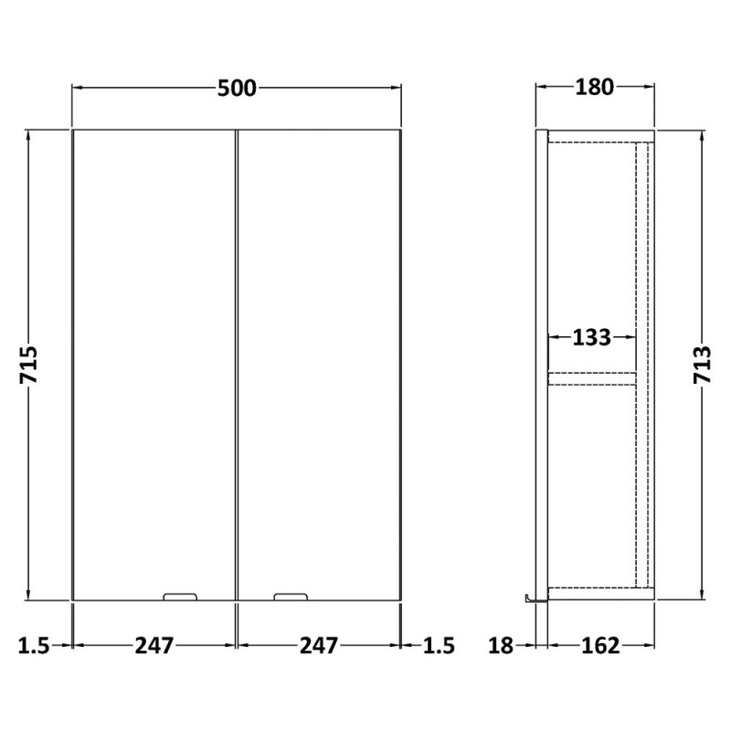 Fusion 500mm Wall Hung Bathroom Cabinet