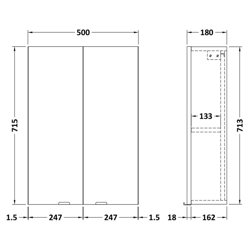 Fusion 500mm Wall Hung Bathroom Cabinet