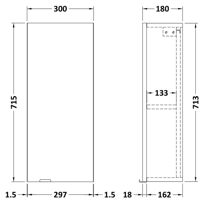 Fusion 300mm Wall Hung Bathroom Cabinet