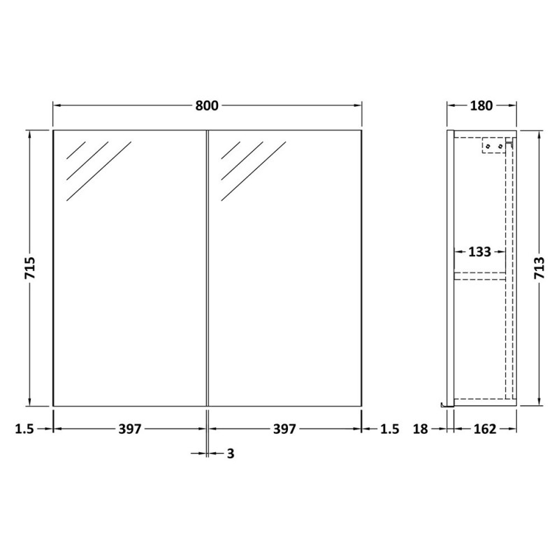 Fusion 800mm Mirror Cabinet