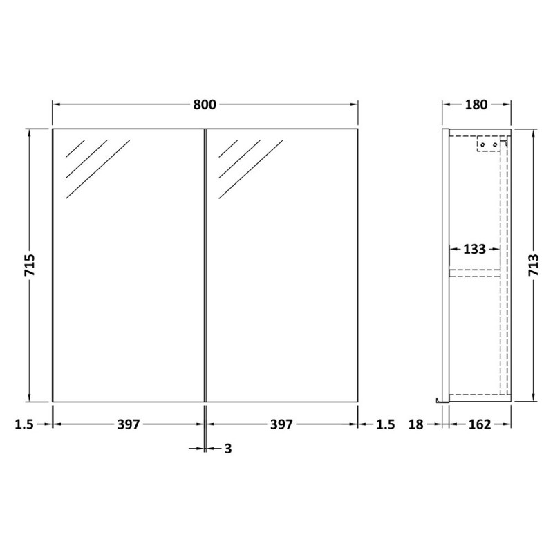 Fusion 800mm Mirror Cabinet