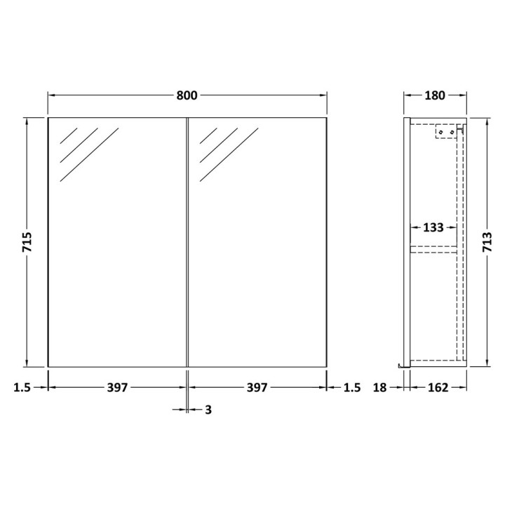 Fusion 800mm Mirror Cabinet