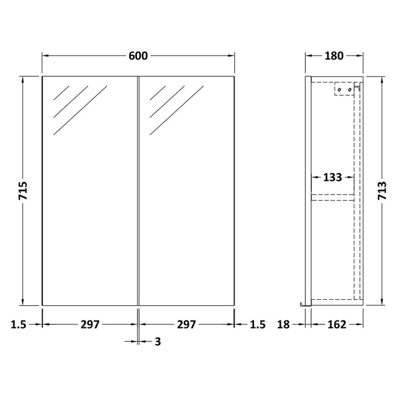 Fusion 600mm Mirror Cabinet